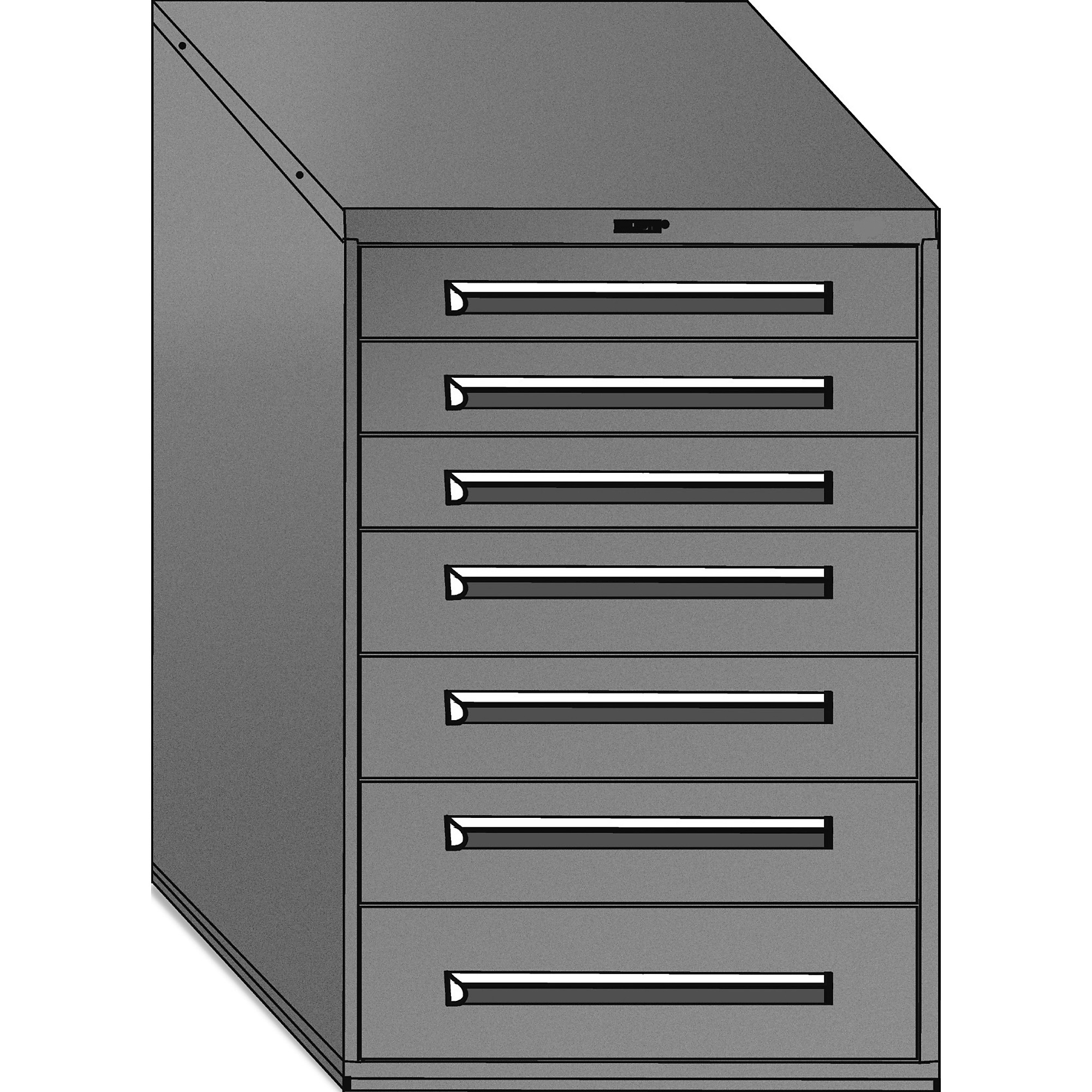 Equipto, Modular Drawer Unit With P Divider Set, Height 44 in, Width 30 in, Drawers - 7 total, 3 4.5"h, 3 6"h, 1 7.5"h Model # 4416P-GY; Color: Smooth Office Gray
